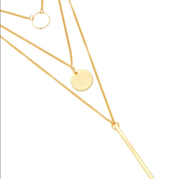 ✨3 for $32✨ layered necklace circle gold bar - Picture 2 of 3